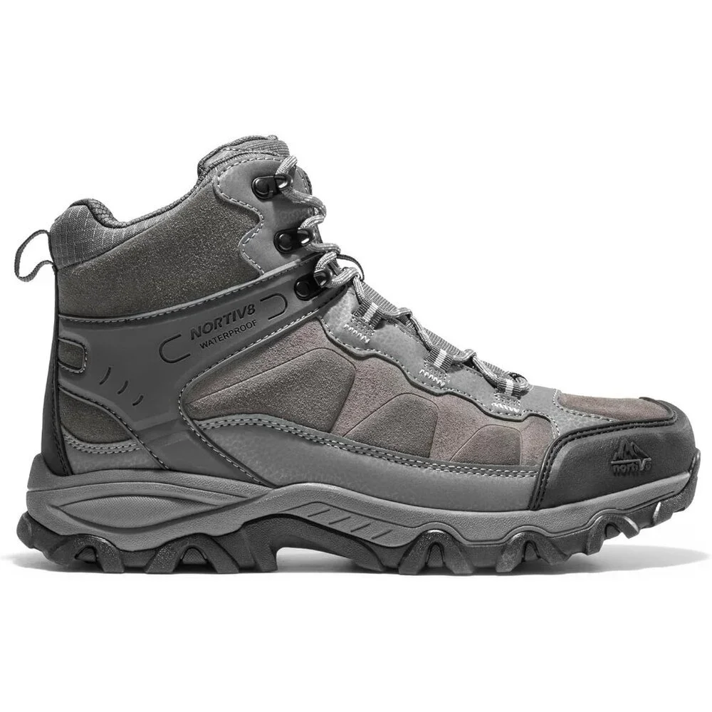 NORTIV 8 Men's Hiking Boots Mid Trekking Mountaineering Shoes Dark Grey
